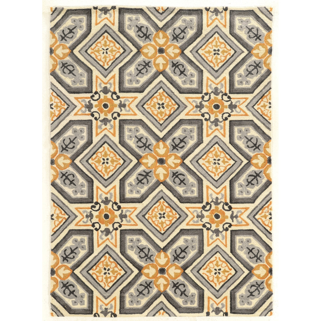 Trio Collette Grey Gold Area Rug 5x7 Contemporary Transitional Design Image 1