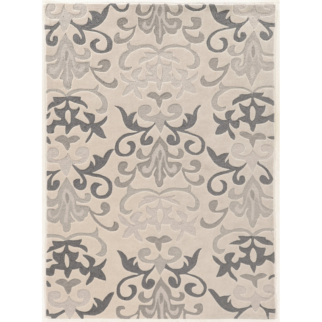 Trio Chasm 5x7 Ivory Grey Area Rug Transitional Contemporary Design Image 1