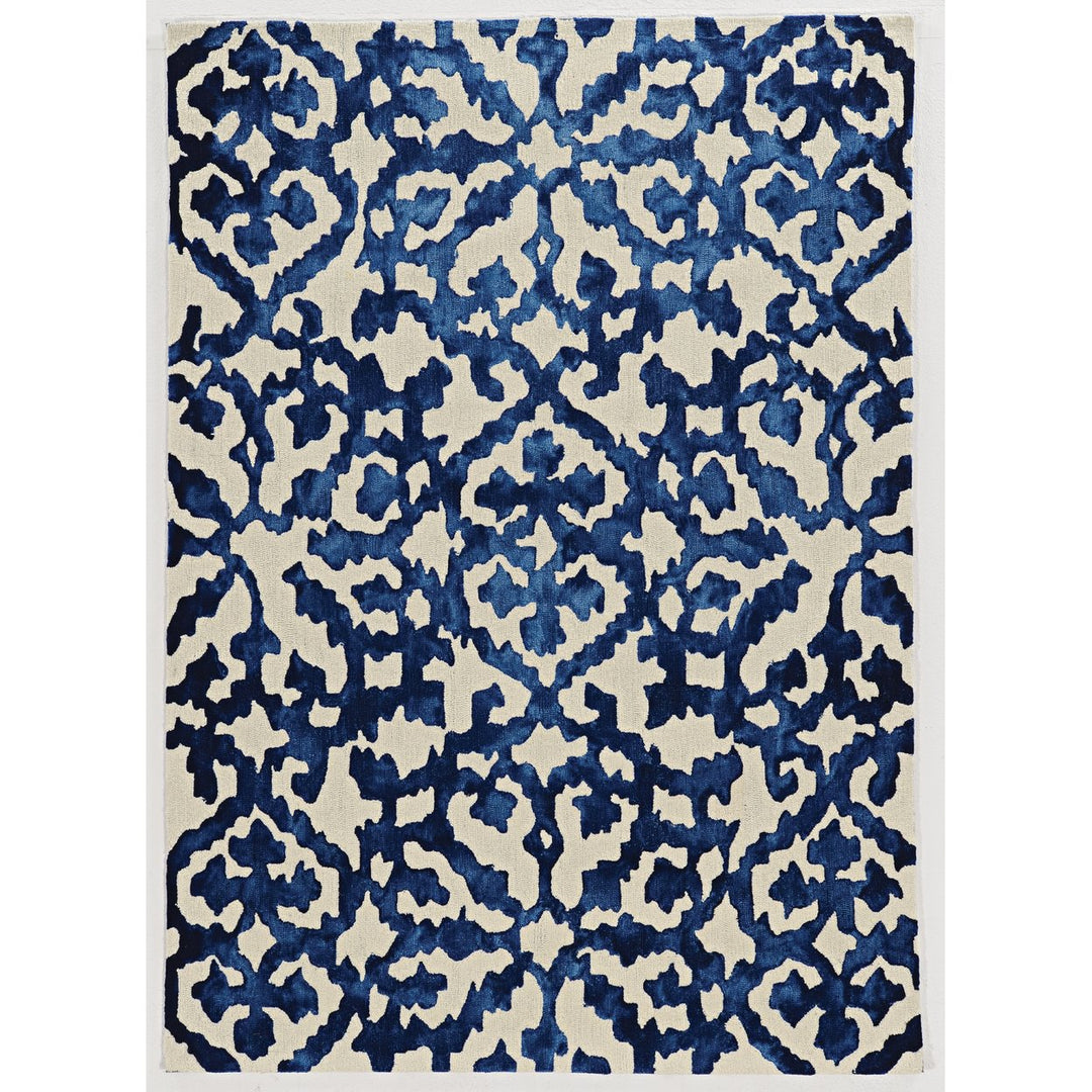 Trio Carbone Ivory Blue 8X10 Area Rug Artistic Contemporary Design Easy Care Image 1