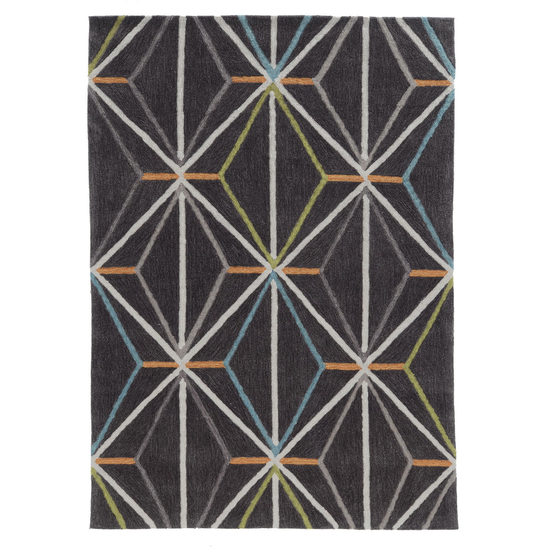 Trio Prisma Charcoal Multi Area Rug 5x7 Transitional Modern Design Soft Touch Image 1