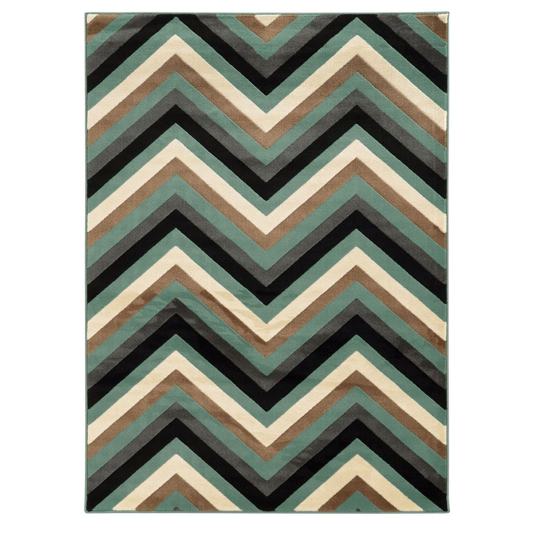 Roma Chevron Turquoise and Grey 5X7 Image 1