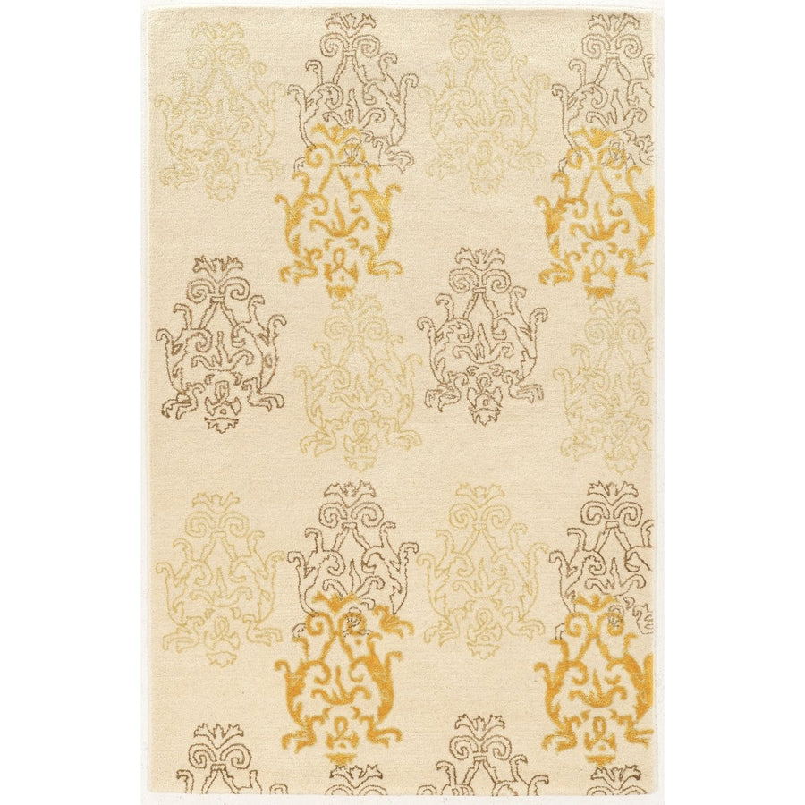 Aspire Wool Damask Ivory and Gold 8X11 Image 1