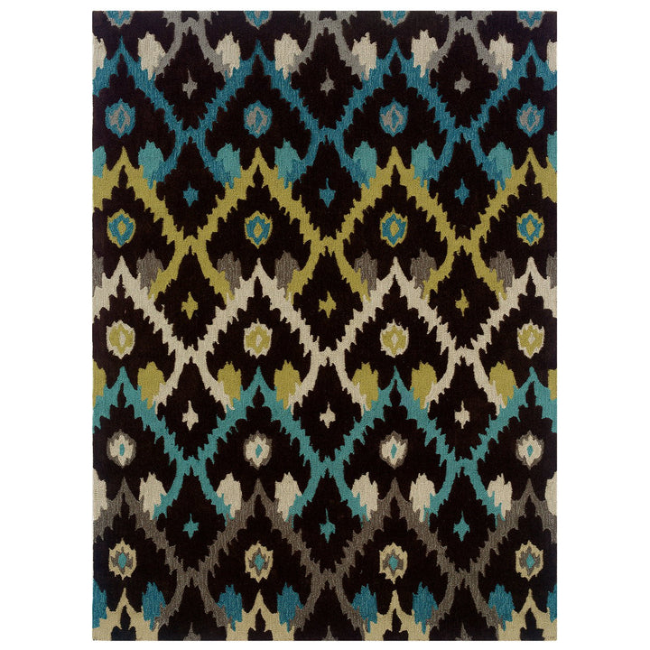 Trio Ikat Sand and Teal 8X10 Image 1