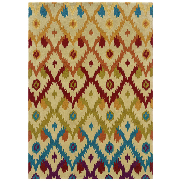 Trio Ikat Sand and Teal 8X10 Image 5