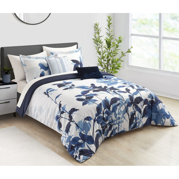 Ivie 5 Piece Comforter Set, Watercolor Floral Pattern Print, Includes Matching Pillow Shams Image 4