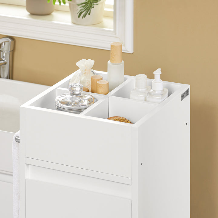 Haotian BZR29-W, White Bathroom Cabinet with 4 Compartments and 3 Drawers Image 6