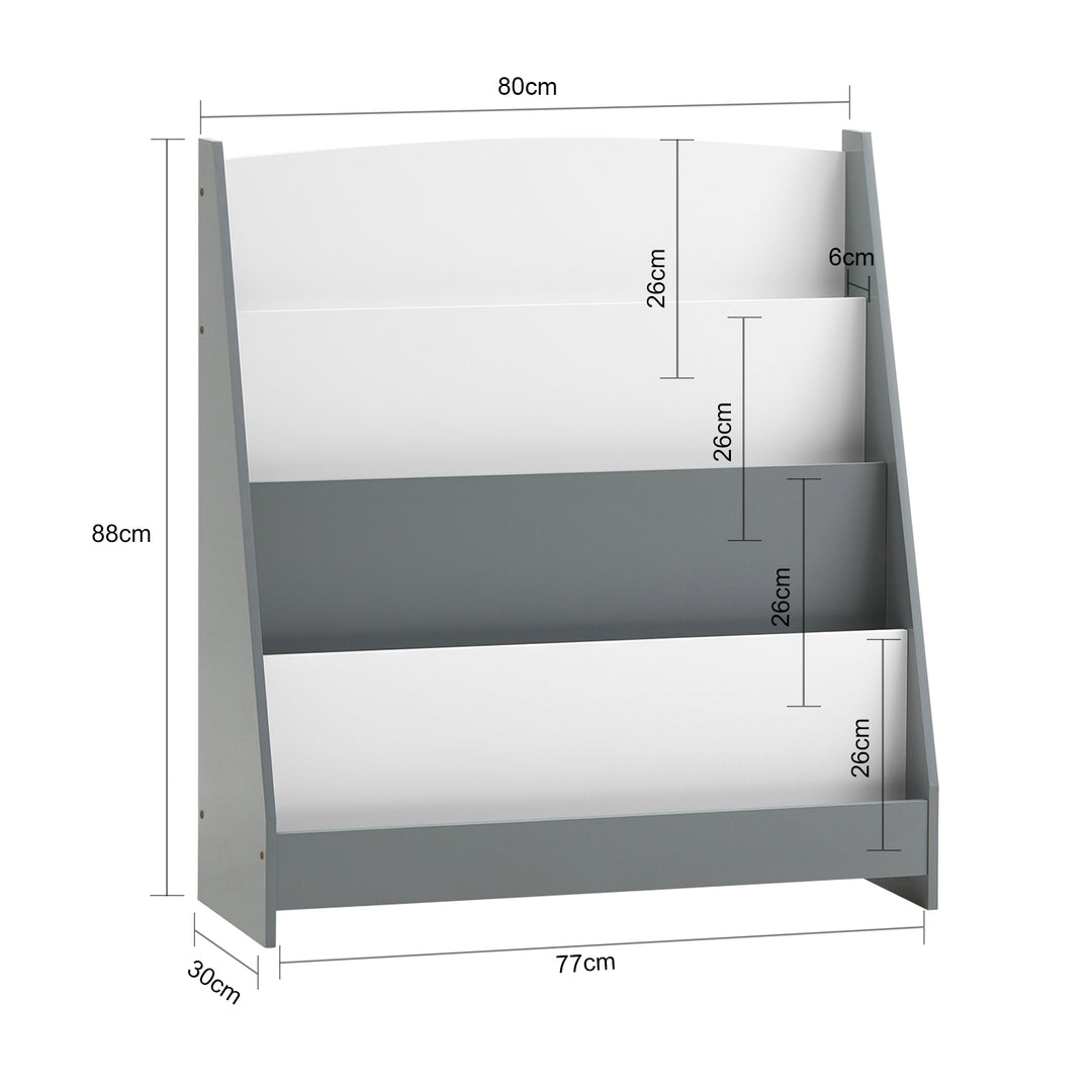 Haotian KMB32-HG Childrens Bookcase White 4 Tier Storage Shelf MDF 31.5 inch Image 2