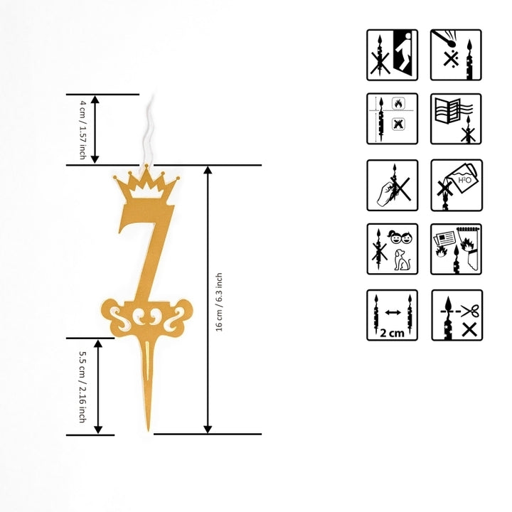 Haji Gold Acrylic Birthday Candle Number 7 Durable Cake Topper Decoration Image 3