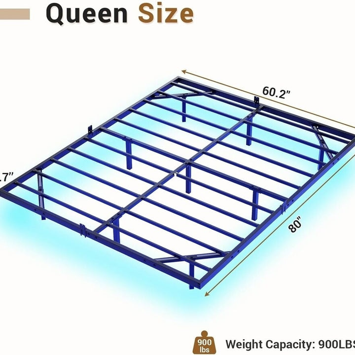 Floating Bed Frame Queen Size with LED Lights, Modern Metal Platform Bed Frame Image 3