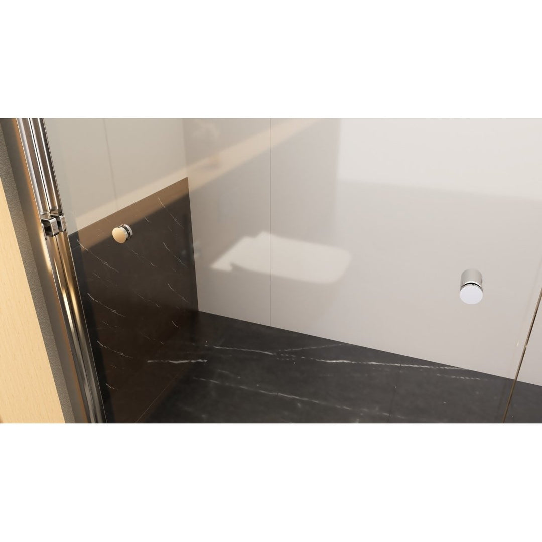 Catalyst Semi-Frameless Sliding Shower Door 56-60in Chrome 6mm Tempered Glass Image 5