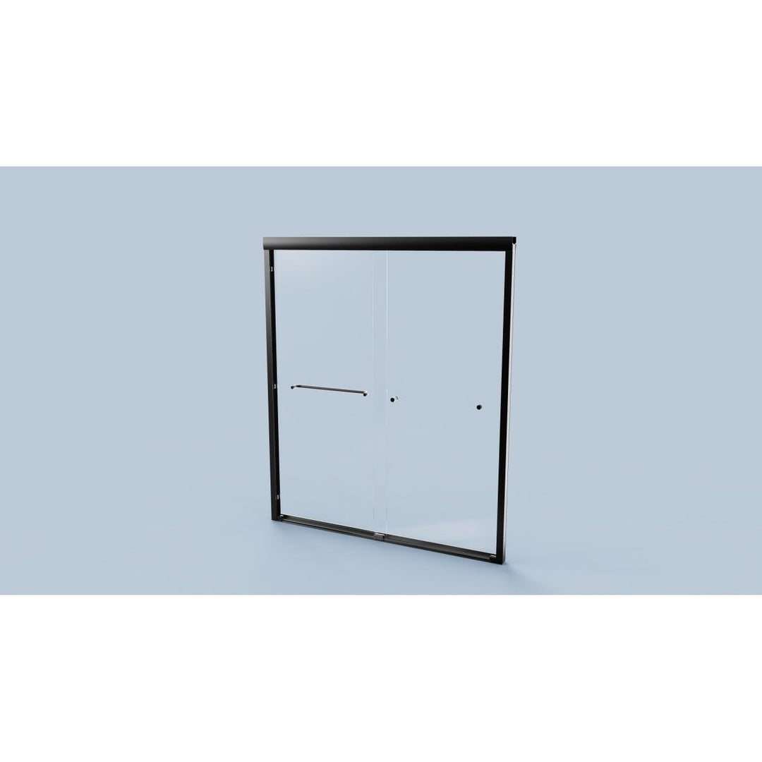 Catalyst Semi-Frameless Sliding Shower Door 56-60in Matte Black 6mm Glass Image 10