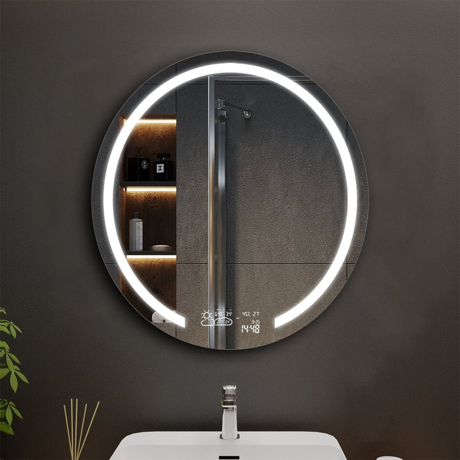 Loop Customized Round LED Bathroom Mirror, Wifi Weather Station Image 1