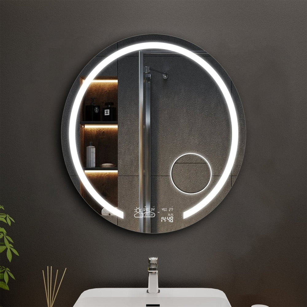 Loop Customized Round LED Bathroom Mirror, Wifi Weather Station Image 2