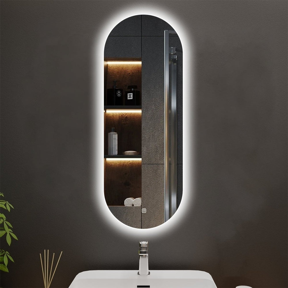 Orbit Customized Oval LED Bathroom Mirror, Backlit Image 2