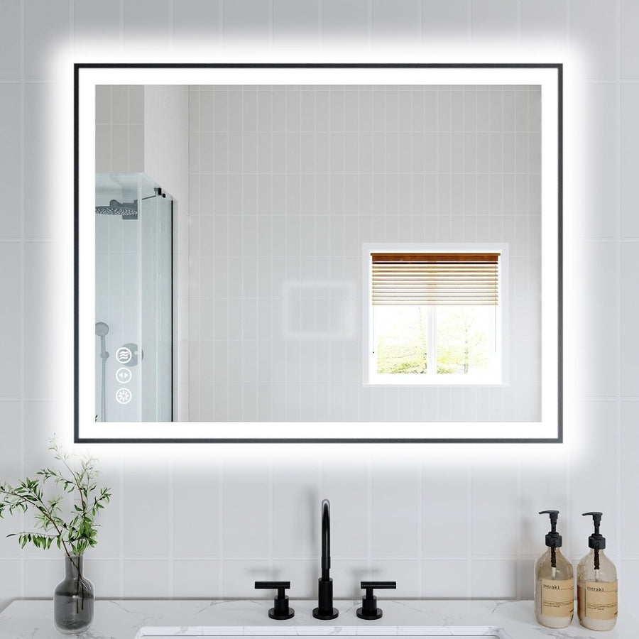 Apex-Noir 28"x36" Framed LED Lighted Bathroom Mirror Image 1
