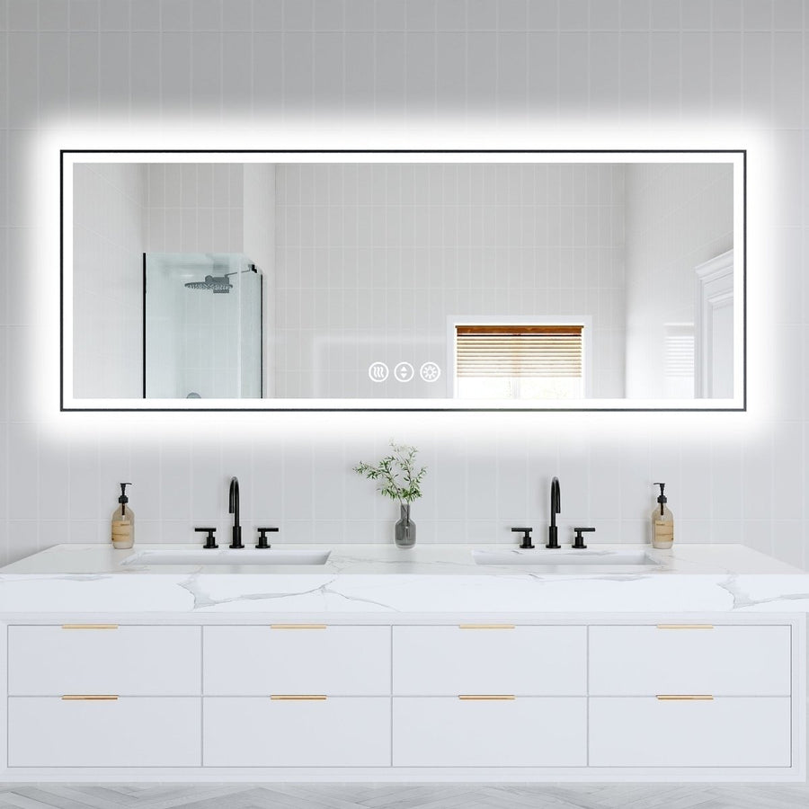 Apex-Noir 84"x32" Framed LED Lighted Bathroom Mirror Image 1