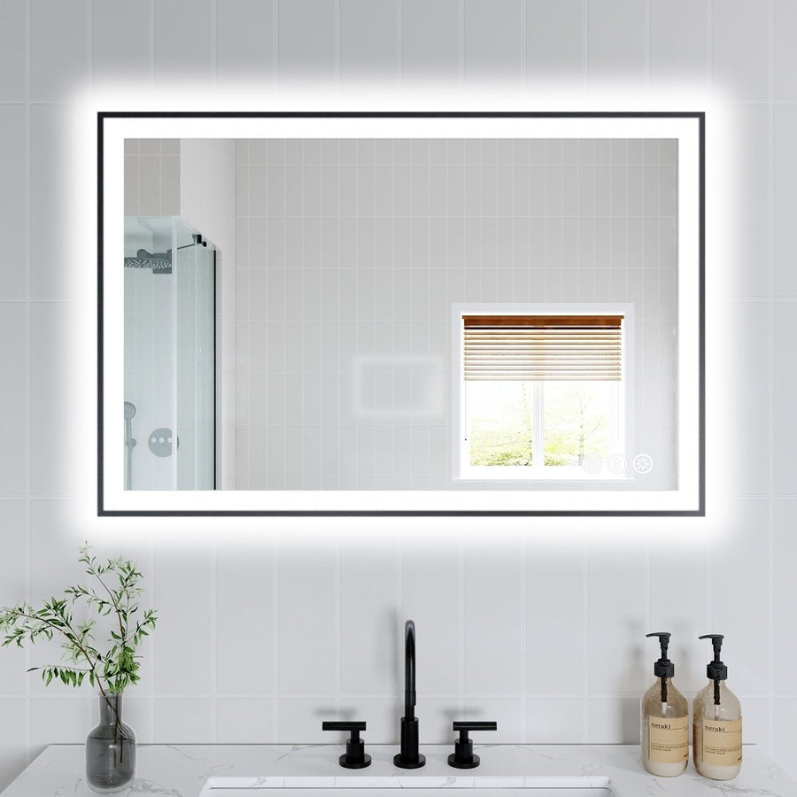 Apex-Noir 24"x36" Framed LED Lighted Bathroom Mirror Image 1