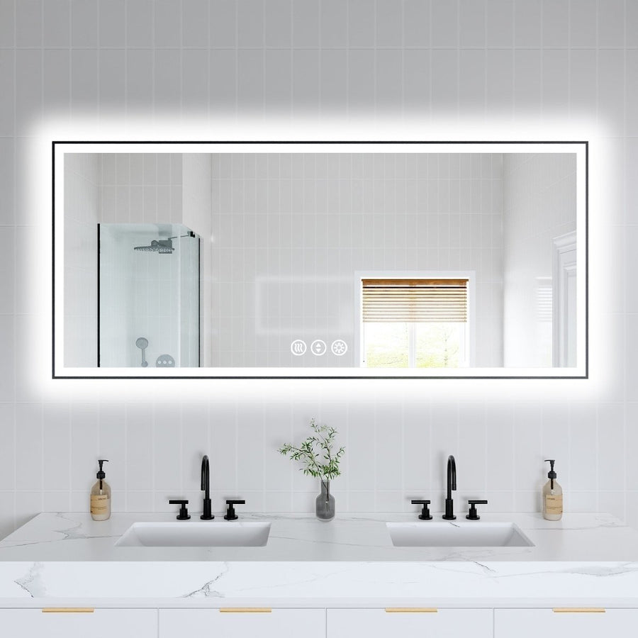 Apex-Noir 72"x32" Framed LED Lighted Bathroom Mirror Image 1