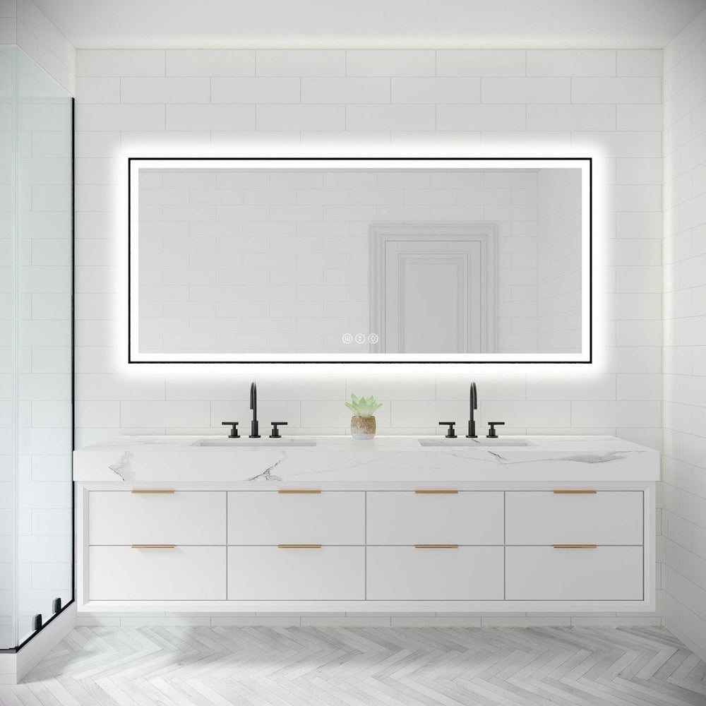 Apex-Noir 72"x32" Framed LED Lighted Bathroom Mirror Image 2