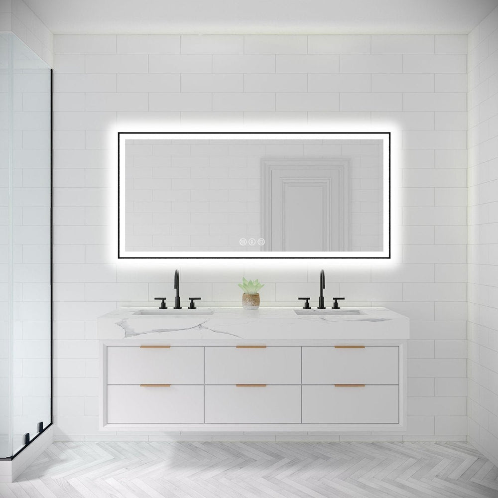 Apex-Noir 60"x28" Framed LED Lighted Bathroom Mirror Image 2