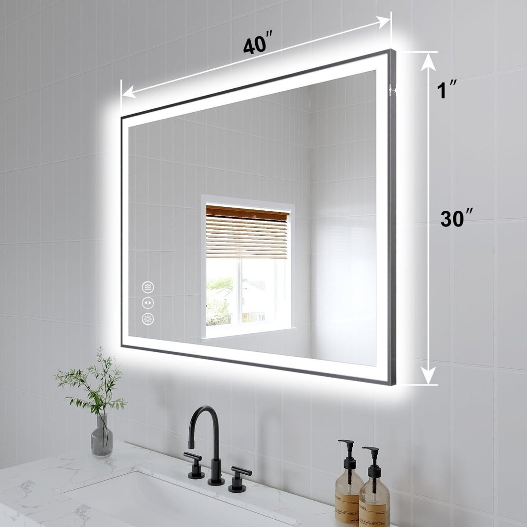 Apex-Noir 40"x30" Framed LED Lighted Bathroom Mirror Image 3
