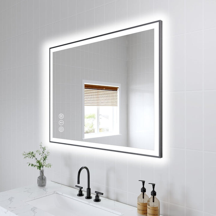 Apex-Noir 40"x30" Framed LED Lighted Bathroom Mirror Image 12