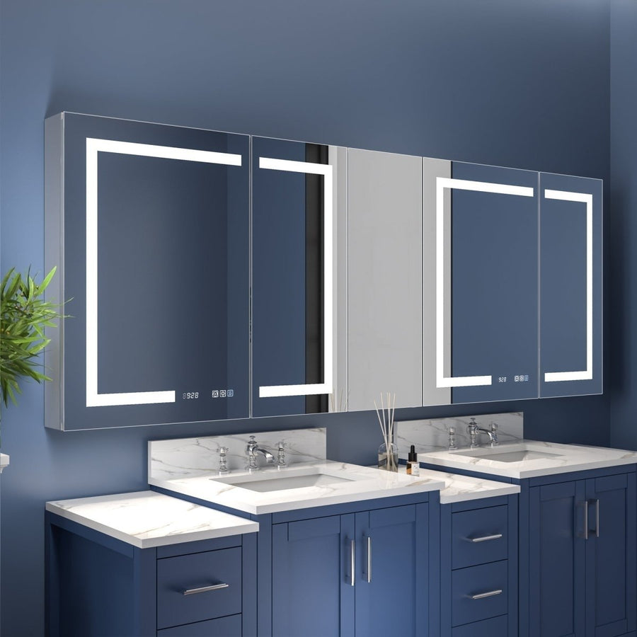 Boost-M2 84" W x 32" H Bathroom Narrow Light Medicine Cabinets with Vanity Mirror Recessed or Surface Image 1