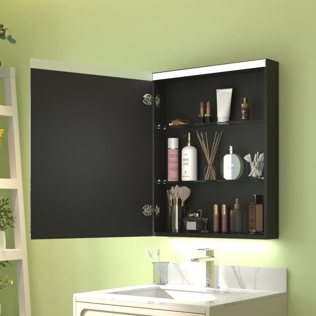 ExBrite 24x30 LED Light Bathroom Mirror Medicine Cabinet Left Hinge Modern Design Image 3