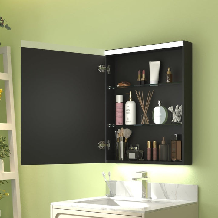 ExBrite 24" W x 30" H LED Light Bathroom Mirror Medicine Cabinet,Hinge on the Left Image 3