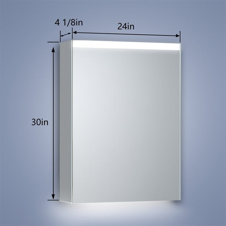 ExBrite 24" W x 30" H LED Light Bathroom Mirror Medicine Cabinet,Hinge on the Left Image 8