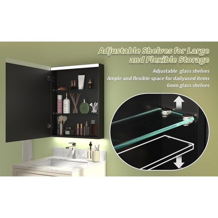 ExBrite 24" W x 30" H LED Light Bathroom Mirror Medicine Cabinet,Hinge on the Left Image 12