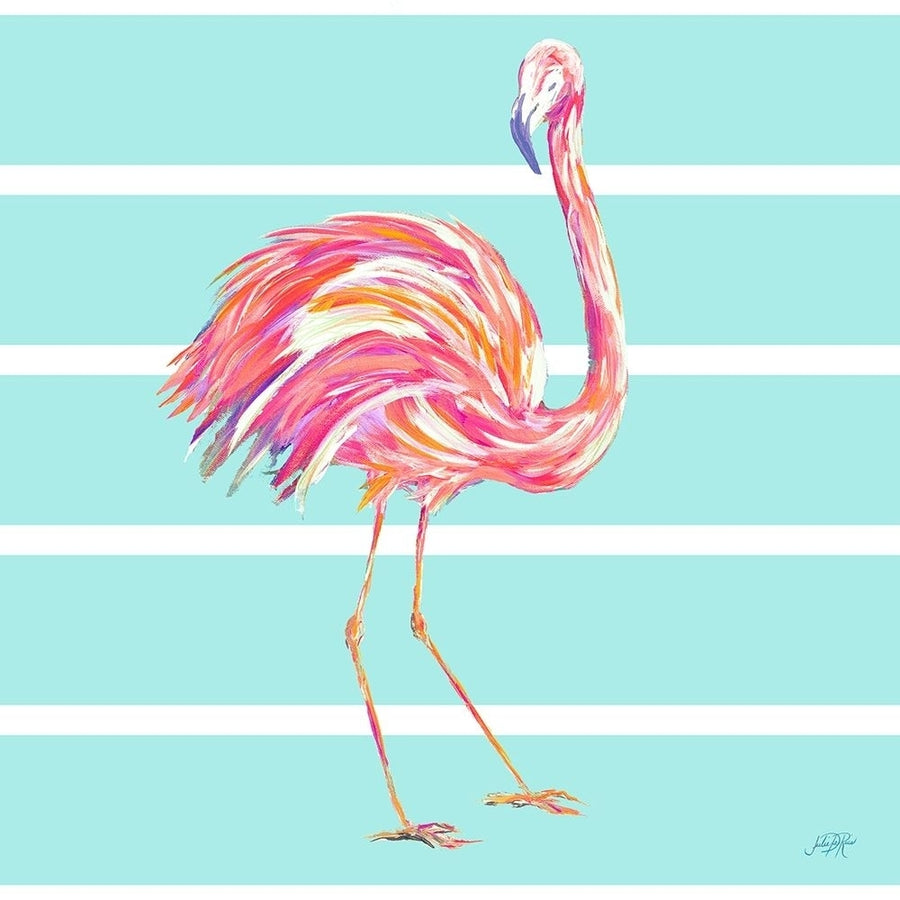 Flamingo with Stripes Poster Print by Julie DeRice-VARPDX10191P Image 1