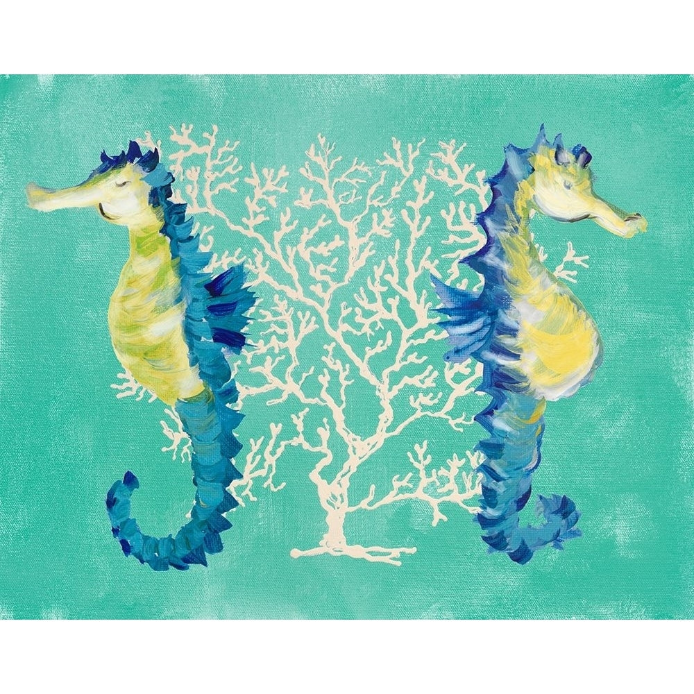 Blue Seahorses on Coral Poster Print by Julie DeRice-VARPDX10272A Image 1