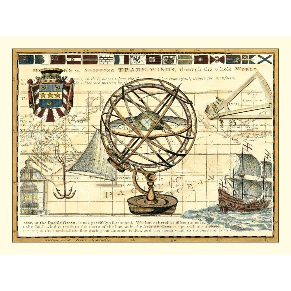 Nautical Map I Poster Print - D. Bookman-VARPDX10500Z Image 1