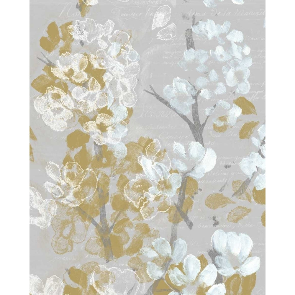 Mustard on Grey Blooms II Poster Print - Jennifer Goldberger-VARPDX105686GG Image 1