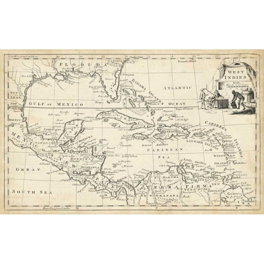 Map of West Indies Poster Print - T. Jeffreys-VARPDX10595Z Image 1