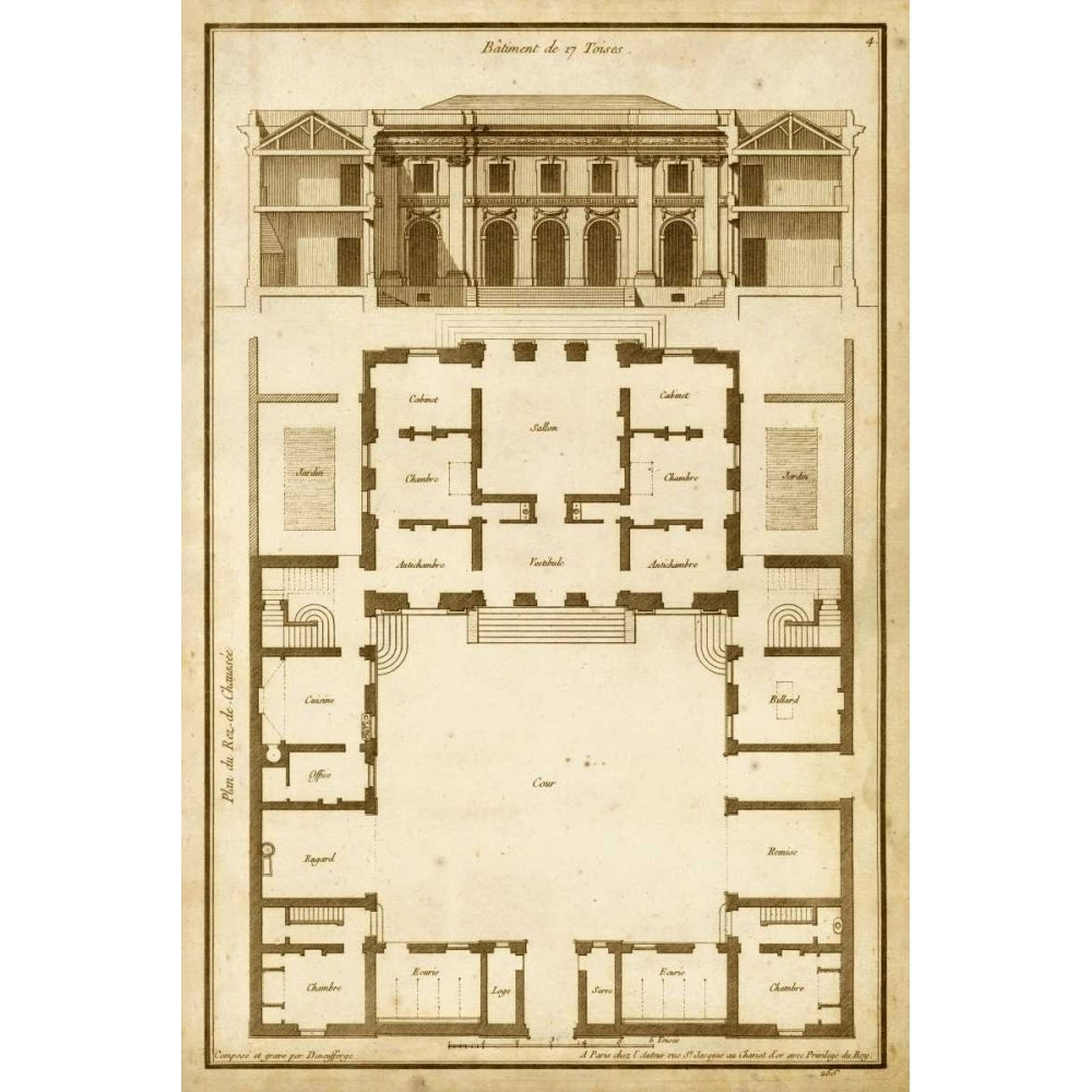 Vintage Building and Plan I Poster Print - Deneufforge-VARPDX10622Z Image 1