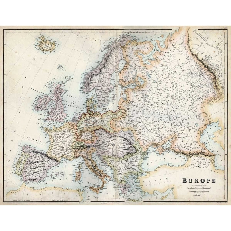 Pastel Map of Europe Poster Print - G.H. Swanston-VARPDX106290Z Image 1