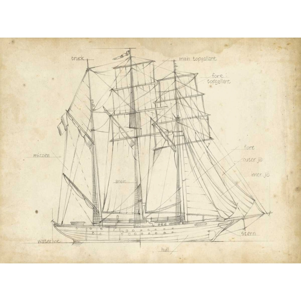 Sailboat Blueprint I Poster Print - Ethan Harper-VARPDX107701Z Image 1