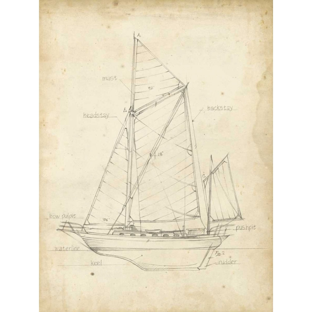 Sailboat Blueprint V Poster Print - Ethan Harper-VARPDX107705Z Image 1