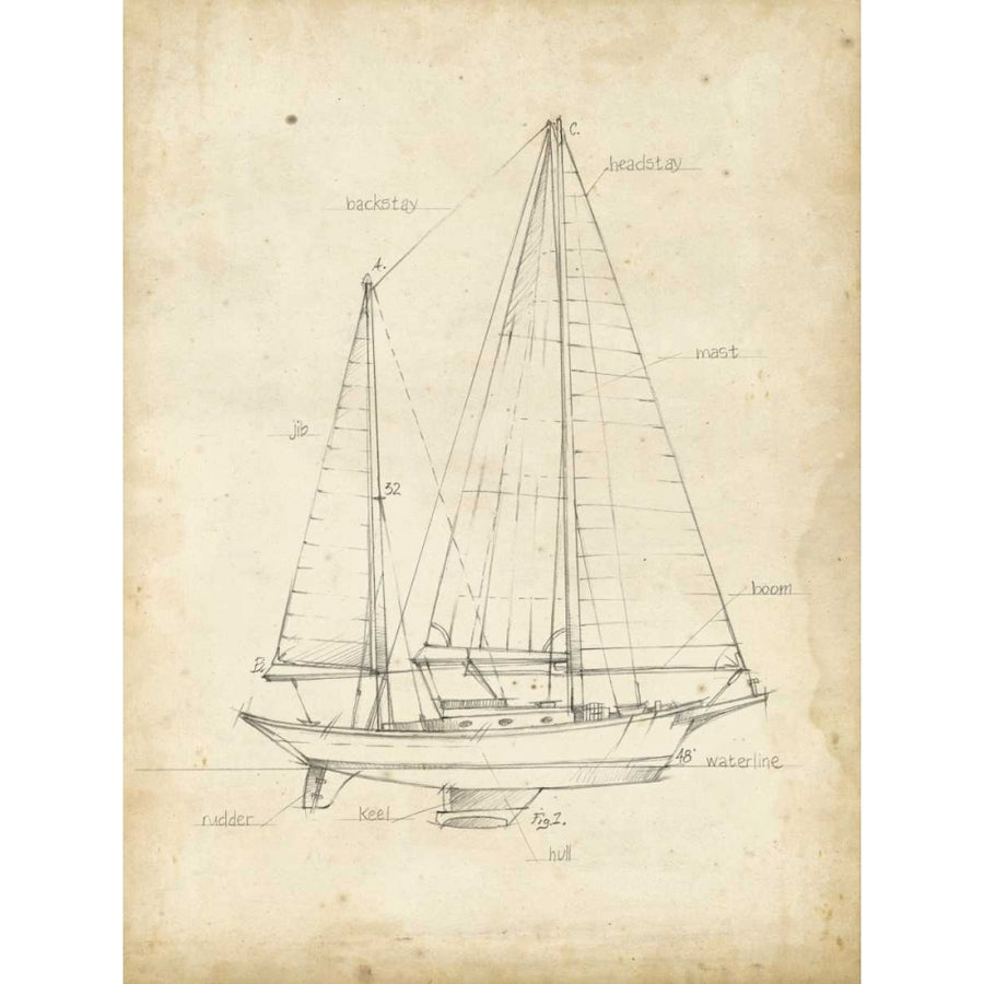 Sailboat Blueprint VI Poster Print - Ethan Harper-VARPDX107706Z Image 1