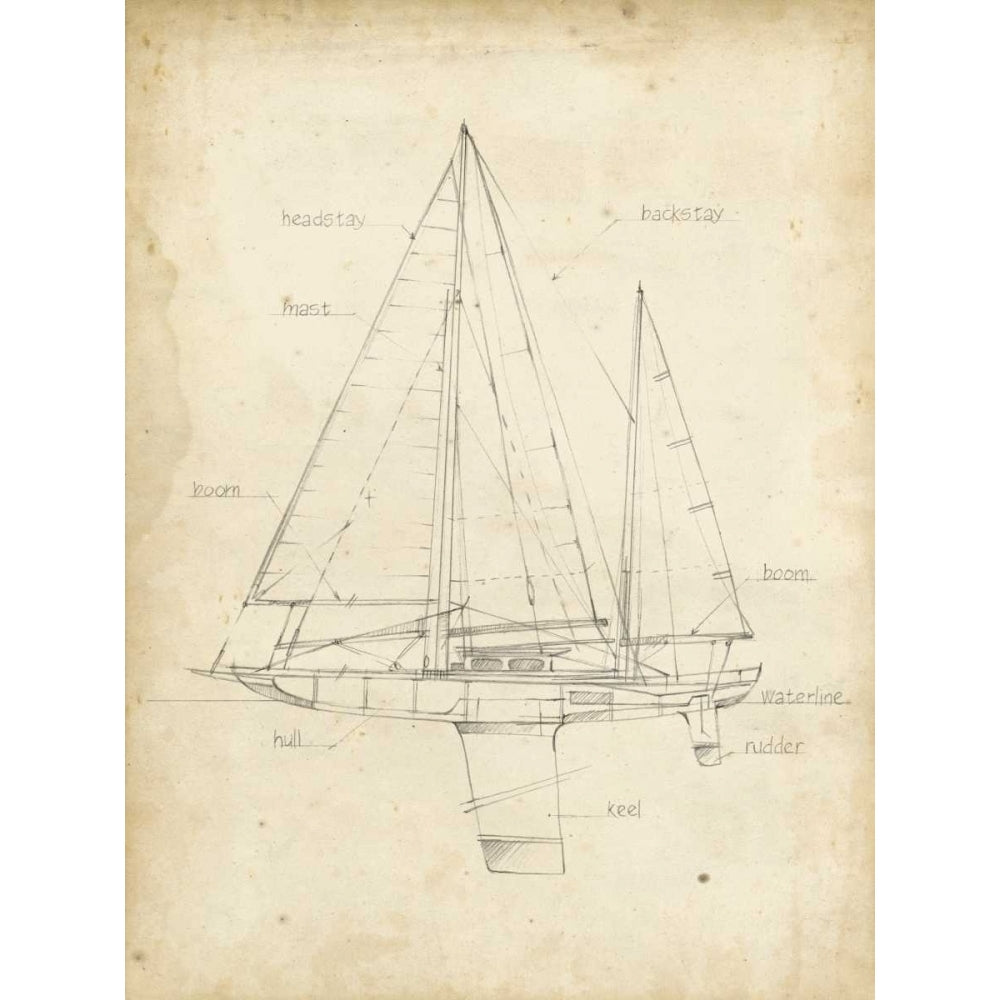 Sailboat Blueprint IV Poster Print - Ethan Harper-VARPDX107704Z Image 1