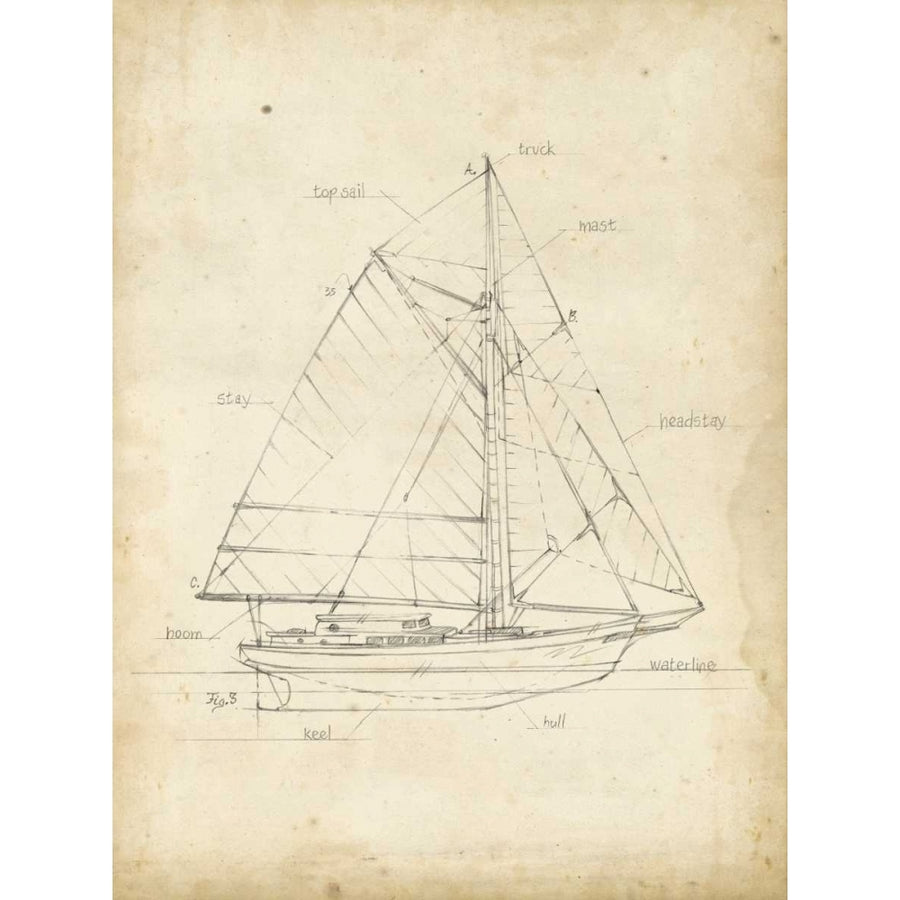 Sailboat Blueprint III Poster Print - Ethan Harper-VARPDX107703Z Image 1