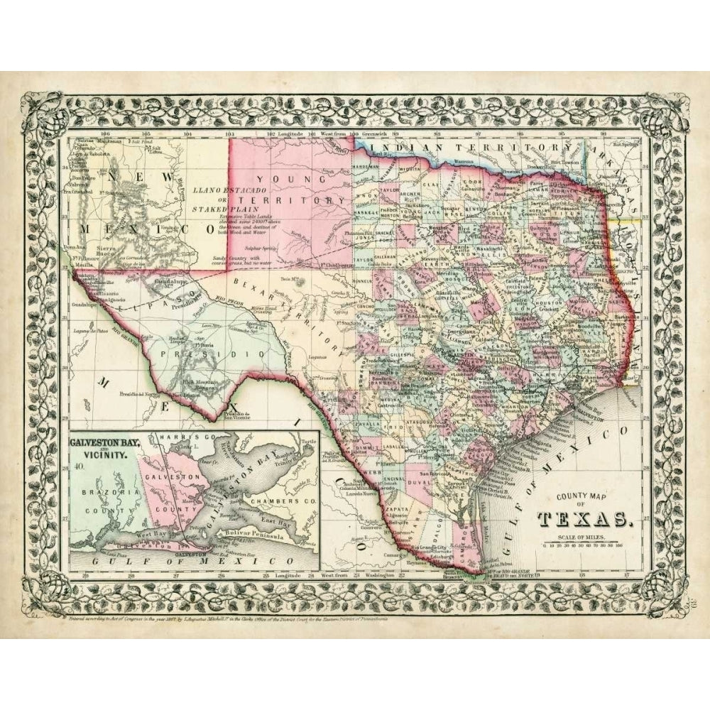 Johnsons Map of Texas Poster Print - Johnson-VARPDX109922Z Image 1