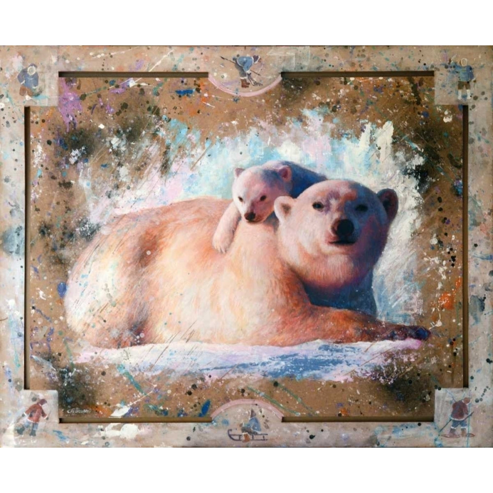 Polar bear with cub 01 Poster Print by Jean-Marc Chamard-VARPDX11014 Image 1