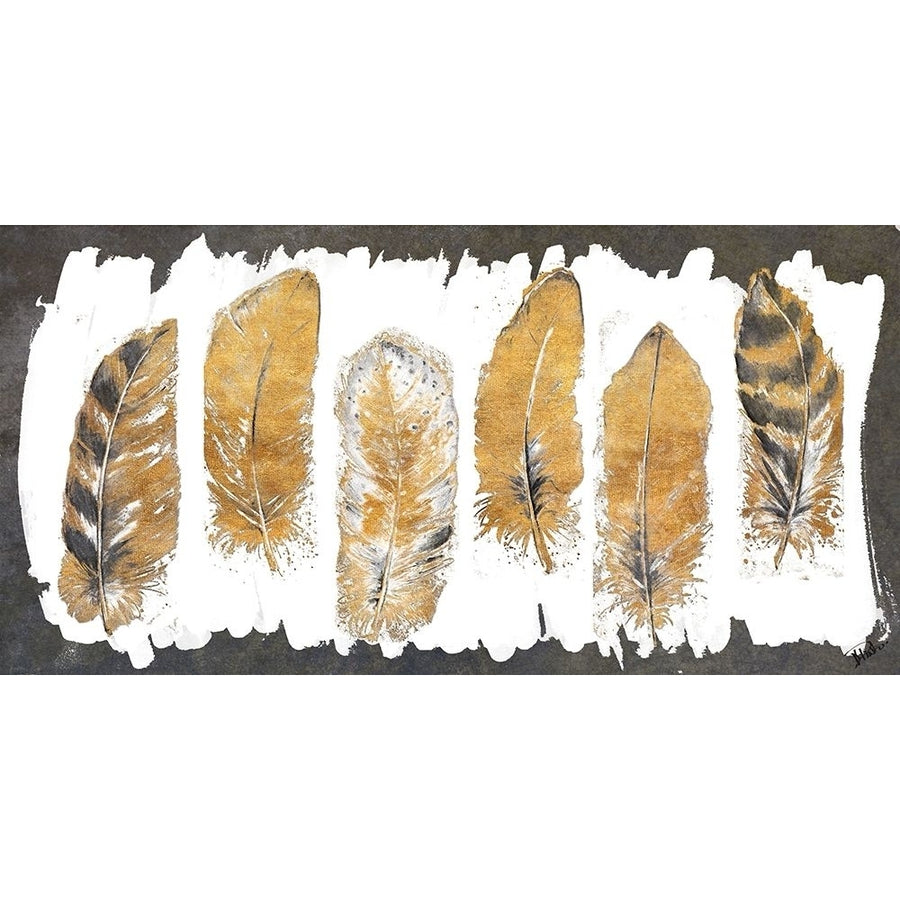 Gold Watercolor Feathers Poster Print by Patricia Pinto-VARPDX11051BD Image 1