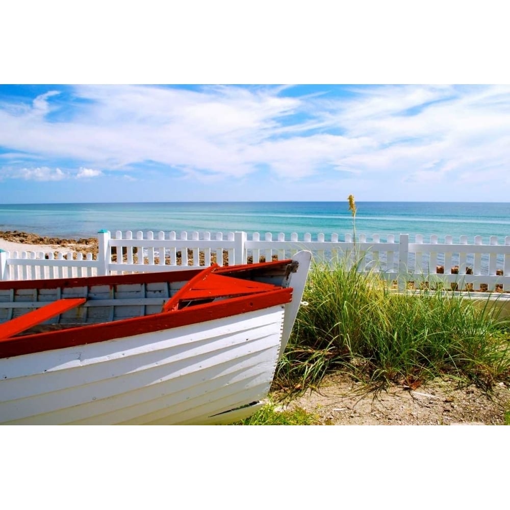 Boat By The Beach Poster Print by Gail Peck-VARPDX11105C Image 1