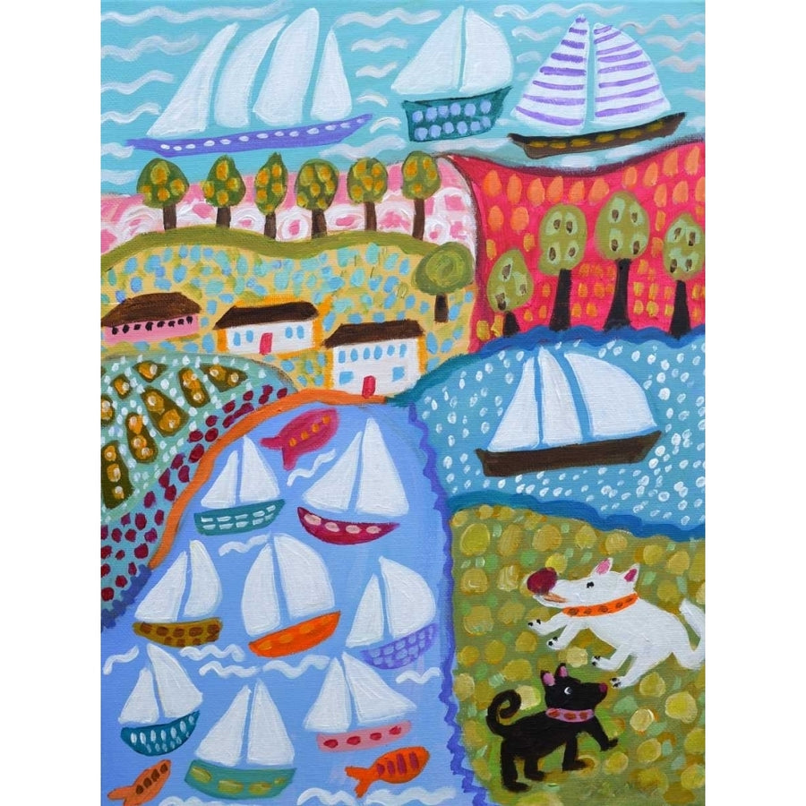 Dogs and Sailboats Poster Print - Karen Fields-VARPDX115932D Image 1