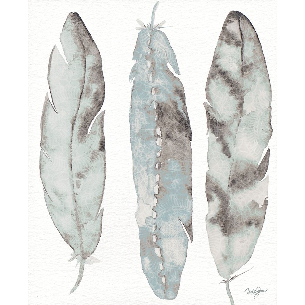 Three Blue Feathers Poster Print by Nola James-VARPDX11603XX Image 1