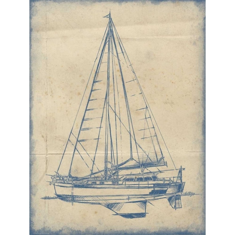 Yacht Blueprint I Poster Print - Ethan Harper-VARPDX117433GG Image 1